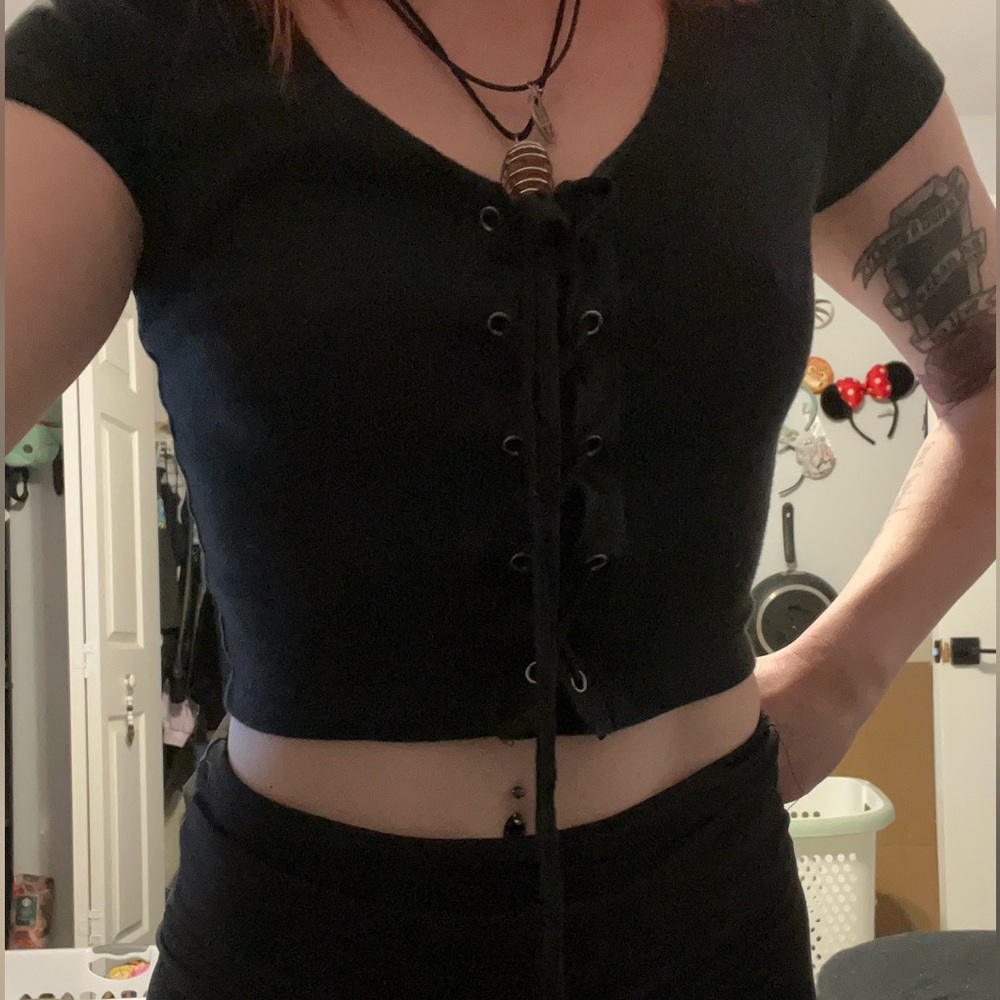 Forever 21 Lace Up Crop Top
